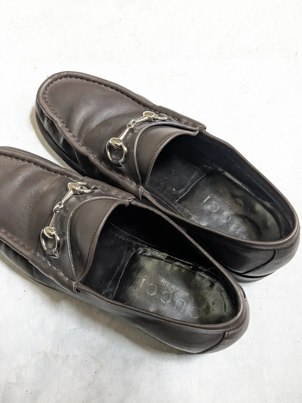 Gucci Brown Leather Horsebit Loafers - Men 9 D Slip Ons